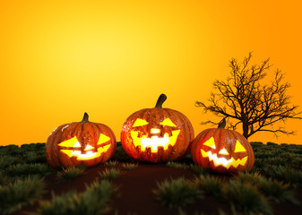 Halloween Background Pumpkin Head Jack O’ Lanterns