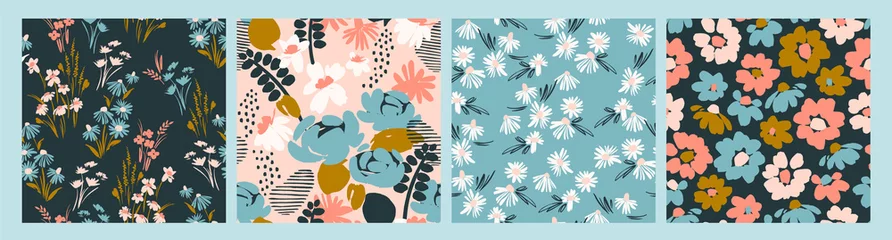 Poster Bloemen abstracte naadloze patronen. Vectorontwerp voor verschillende oppervlakken. © Nadia Grapes