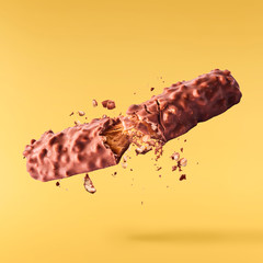 Delicious Chocolate flying in the air. High resolution levitation concept
