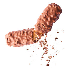Delicious Chocolate flying in the air. High resolution levitation concept
