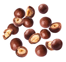Delicious Chocolate flying in the air. High resolution levitation concept