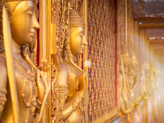 Architecture carving golden wood of door churches at wat Tha Sung North of Thailand