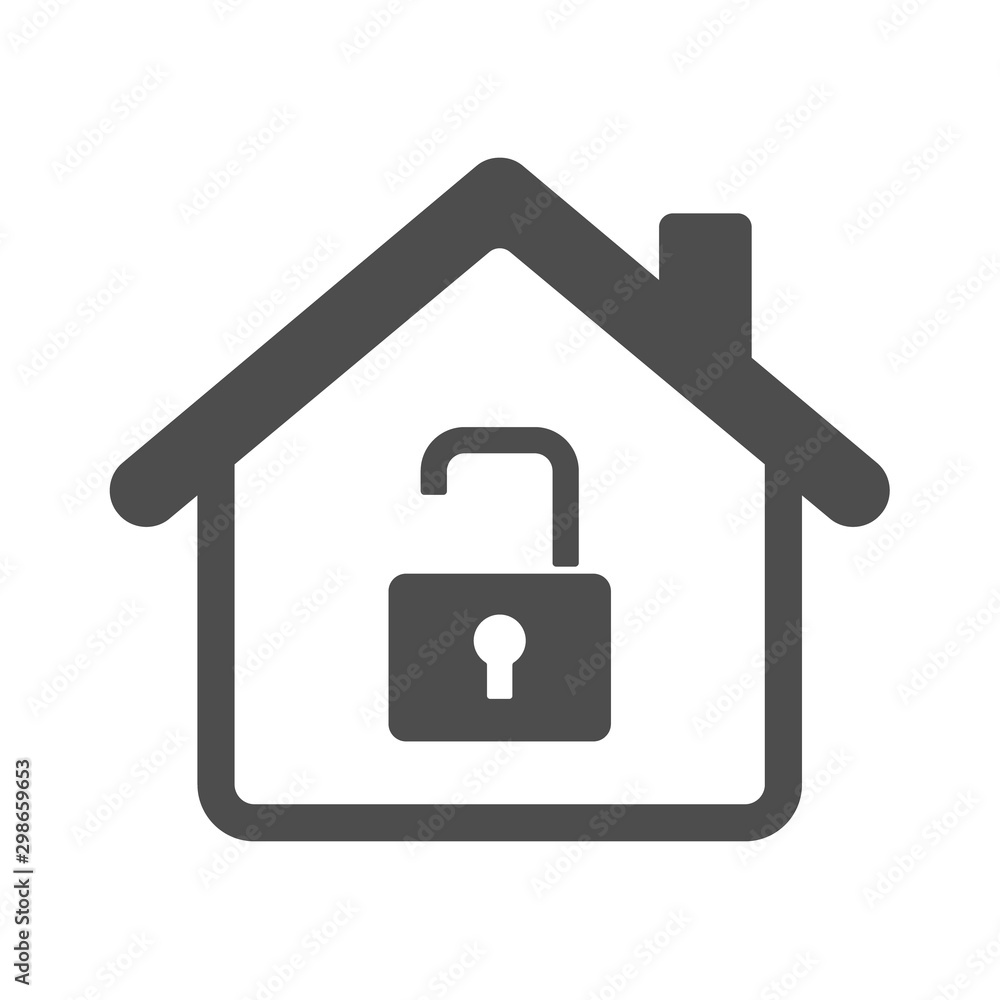 Poster smart house automation control system symbol with open lock. smart home technology silhouette vector