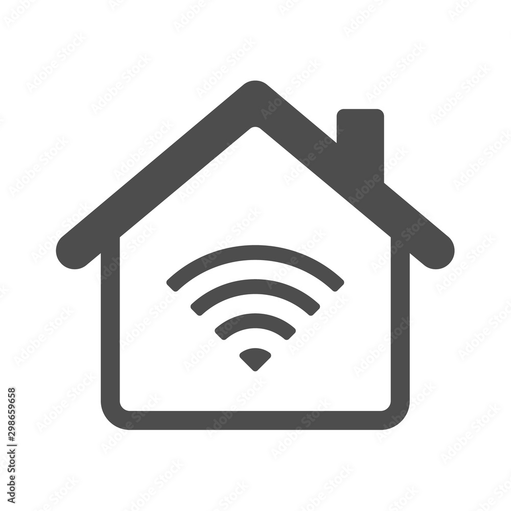 Poster smart house automation control system symbol with wireless. smart home technology silhouette vector 