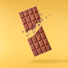 Delicious Chocolate flying in the air. High resolution levitation concept