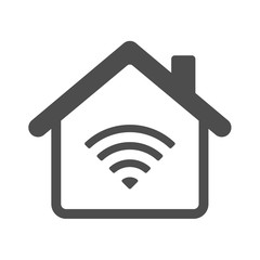 Smart house automation control system symbol with wireless. Smart home technology silhouette vector icon isolated on white background. Modern infographic icon for web, mobile apps and ui design