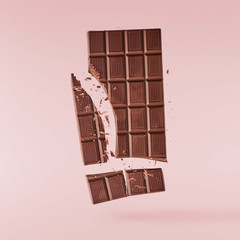 Delicious Chocolate flying in the air. High resolution levitation concept