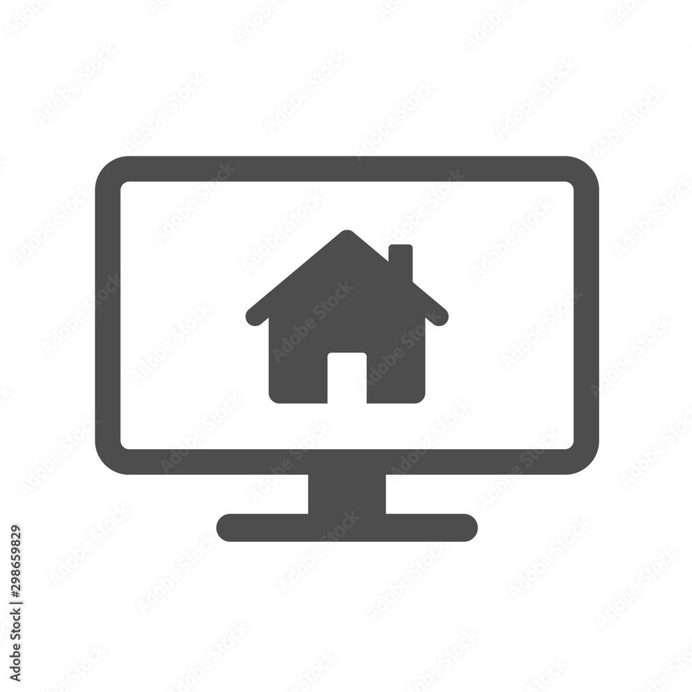 Aufkleber smart home online monitoring app silhouette vector icon isolated on white background. computer monit