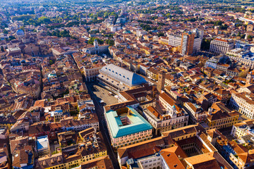 Aerial view of Padua cityscape with buildings and streets