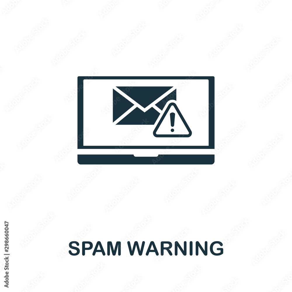 Poster spam warning vector icon symbol. creative sign from gdpr icons collection. filled flat spam warning 