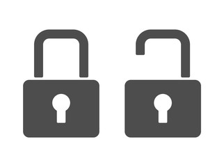Open an closed locks silhouette vector icons isolated on white background. Locks flat icons for web, mobile apps and user interface design