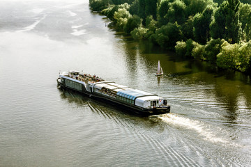 Pleasure ships on the Vltava river in Prague.