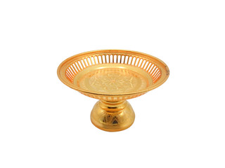 gold tray isolated on white background.Clipping Path - 298660413