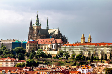 View of Prague Castle and St. Vitus Cathedral in Prague.