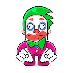Cartoon Halloween Clown Head Or Mask Vector Illustration