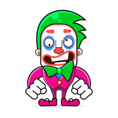Cartoon Halloween Clown Head Or Mask Vector Illustration