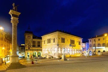 Night view of Piazza liberta with town hall, Udine