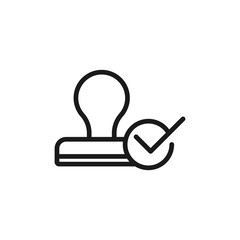 Approved Stamp icon. Business stamp, check mark, verified stamp. Approved, checked, confirmed stamp sign for quality, permission.