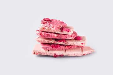 Stack of pink and ruby chocolate bar