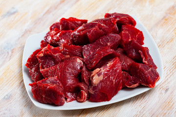 Obraz premium Raw veal prepared for stew cooking