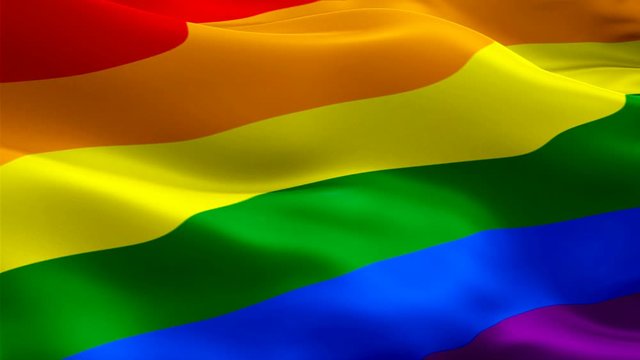 Rainbow waving flag 6 Stripes. Pride 3d Gay flag waving Isolated. Sign of Rainbow seamless loop animation. Gay pride flag HD resolution Background. Homosexual Rainbow flag LGBT Closeup 1080p HD video 