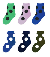 Colorful kids socks set. vector