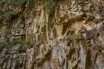Sheer cliff in Peru. Close-up