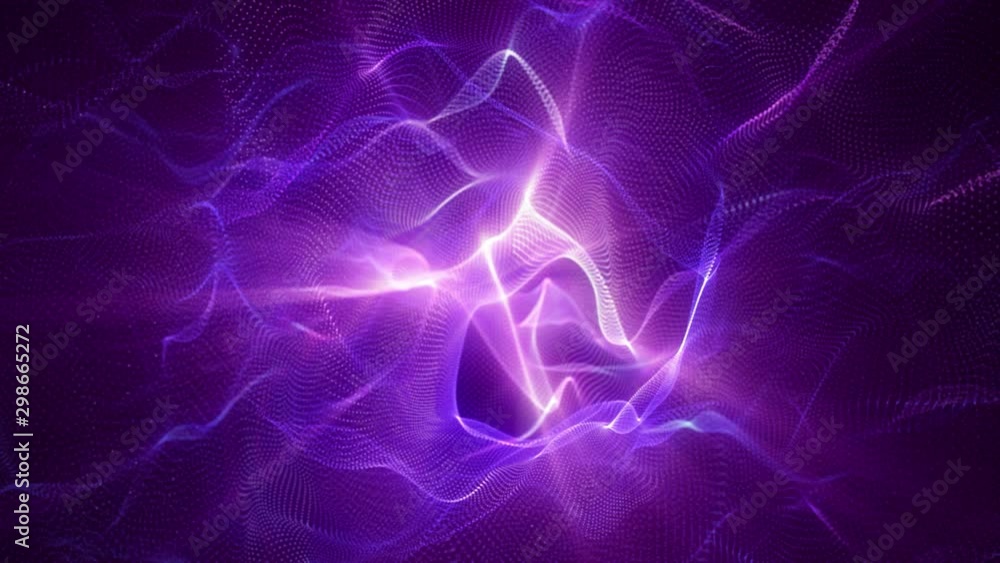 Poster 4k video. looped animation. wave pattern. dotted lines. neon waves. particles background. seamless l