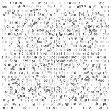 Random Hex and binary code, Isolated on white for you web, internet data background. Black and White vector illustration with text
