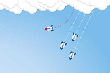 Think differently - Being different, taking risky, move for success in life -The graphic of rocket also represents the concept of courage, enterprise, confidence, belief, fearless, daring,