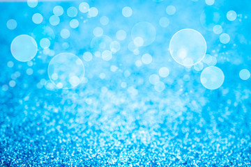 Defocused abstract blue color lights background,bokeh lights, celebration concept