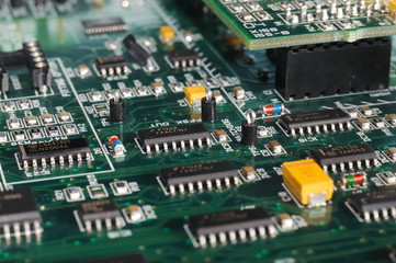 Large green PCB microcircuit board