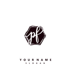 PF Initial handwriting logo vector