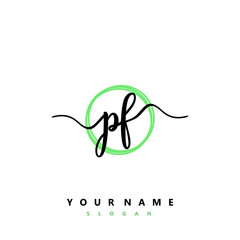 PF Initial handwriting logo vector