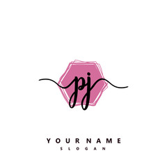 PJ Initial handwriting logo vector