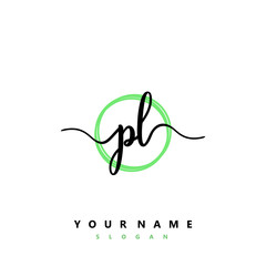 PL Initial handwriting logo vector