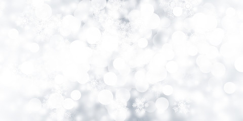white and gray Christmas light with snowflake bokeh background, Winter backdrop wallpaper.