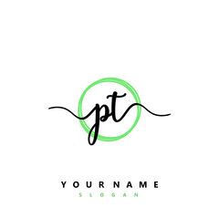 PT Initial handwriting logo vector