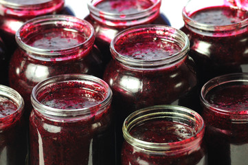 Fototapeta na wymiar Health-giving canned vitamins in jars