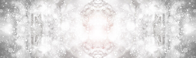 white and gray Christmas light with snowflake bokeh background, Winter backdrop wallpaper.