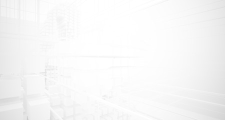 Fototapeta premium Abstract white architectural interior from an array of white cubes with large windows. 3D illustration and rendering.