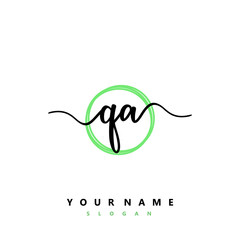 QA Initial handwriting logo vector