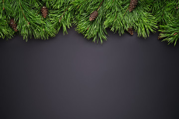 Christmas or New Year black background with border