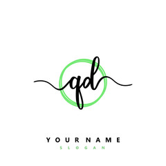 QD Initial handwriting logo vector
