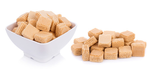 Milk wafers cubes isolated on white background