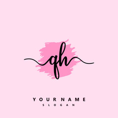 QH Initial handwriting logo vector