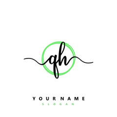 QH Initial handwriting logo vector