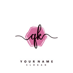 QK Initial handwriting logo vector