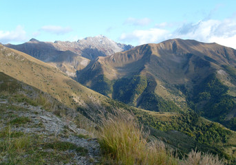 Rocky French Alps landscapes . Hautes-Alpes mountains around La Salette Sanctuary, France