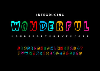 Colorful summer font on the black background.